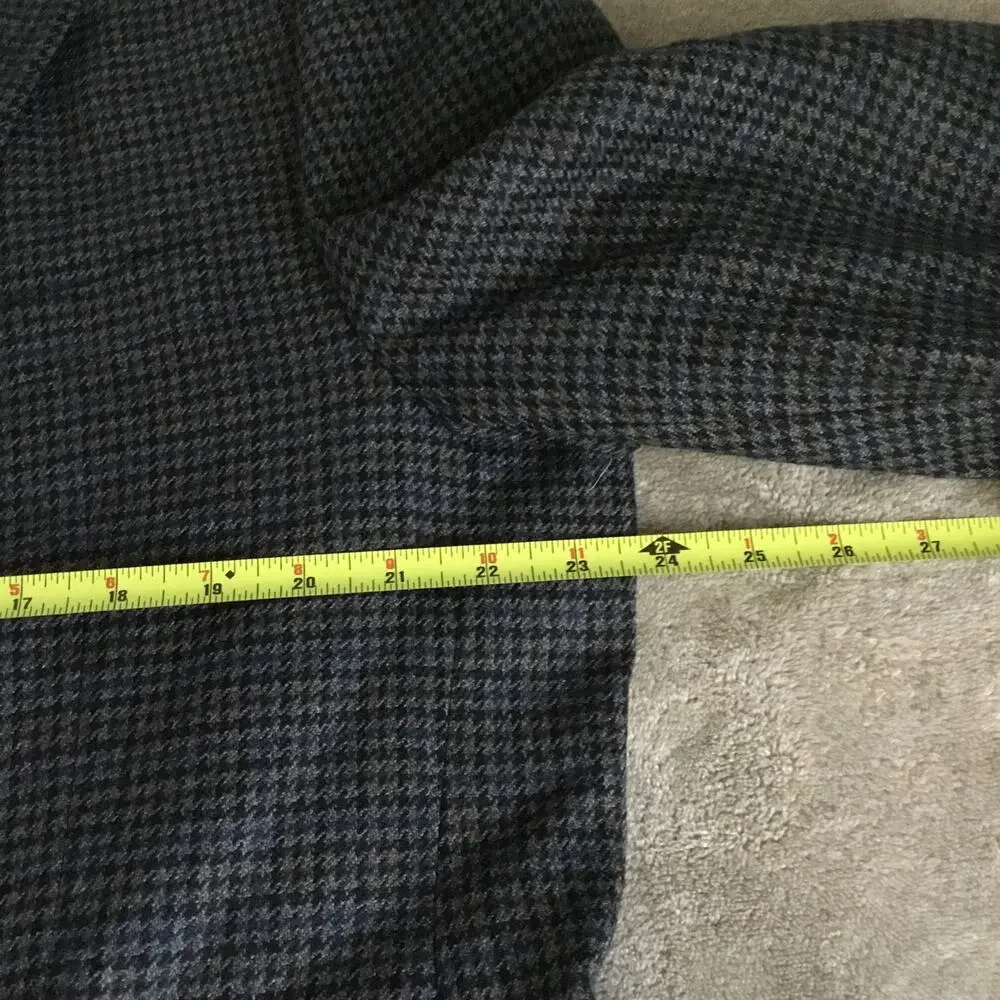 Ralph Lauren Chaps Jacket 46R Gray/Black Wool Blazer Coat Houndstooth